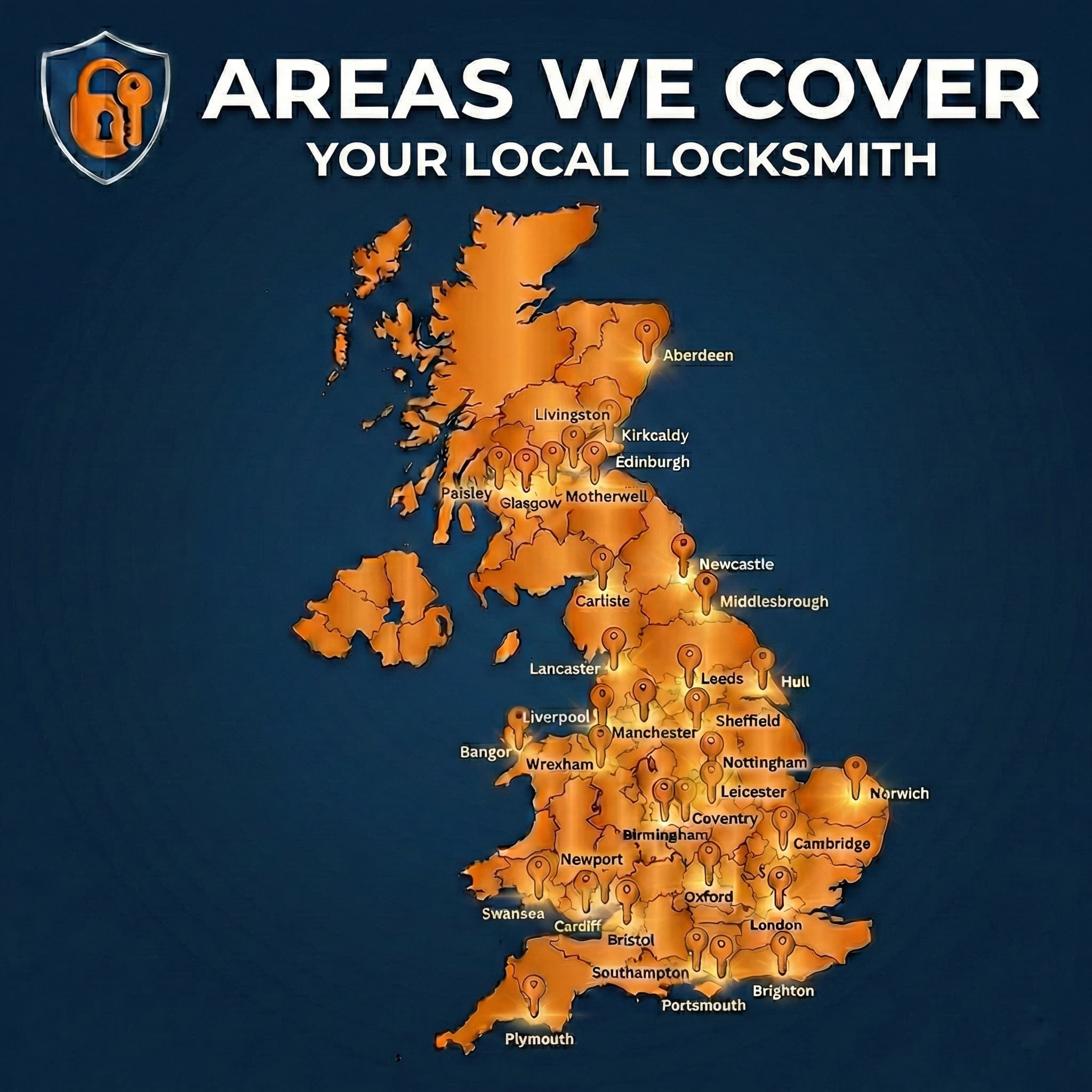 Locksmith coverage map UK